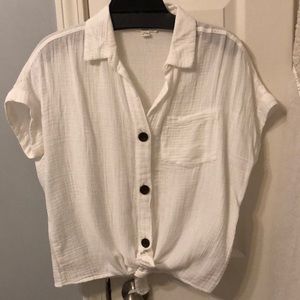 White tied up shirt